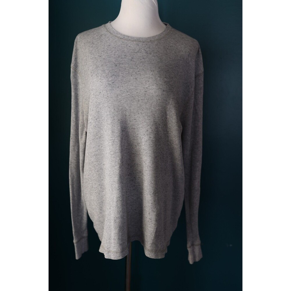 Old Navy Classic Men's Size XL Gray Long Sleeve Henley Shirt Thermal Waffle